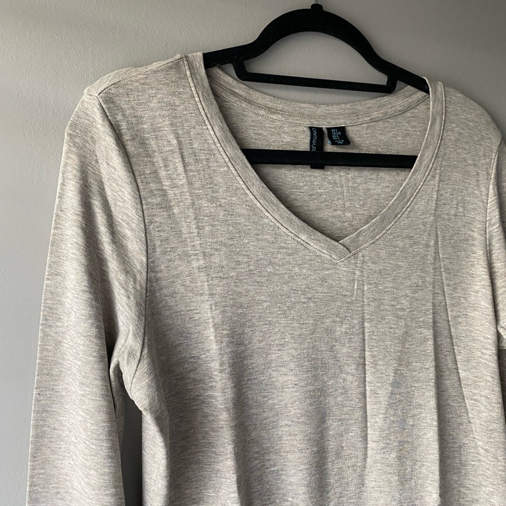 Cynthia Rowley | Women's V-Neck Long Sleeve Top - Picture 2 of 6